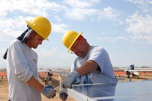 Solar panel workers