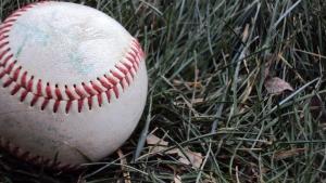 baseball in grass