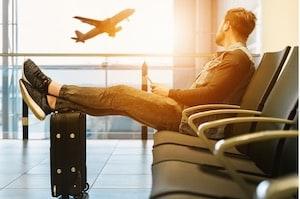 Man in Airport Waiting Room