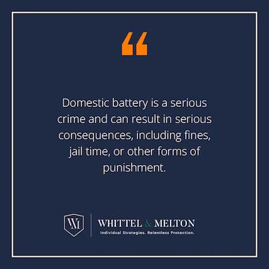 Domestic battery is a serious crime and can result in serious consequences, including fines, jail time, or other forms of punishment. 