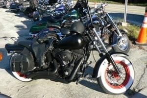 Motorcycle with a white tire